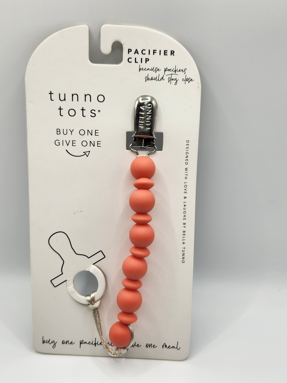 Tunno Tots Coral Pacifier Clip